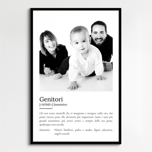 Definizione Poster 'Genitori' personalizzato: Crea il regalo perfetto.