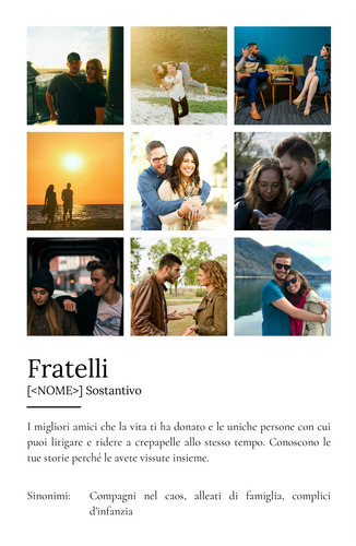 Crea il tuo Poster Definizione "Fratelli" personalizzato con foto e testo!