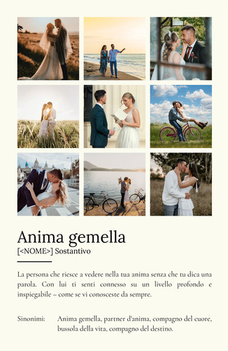 Crea il tuo Poster Definizione Anima Gemella personalizzato con foto