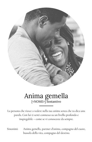 Crea il tuo Poster Definizione Anima Gemella personalizzato con foto