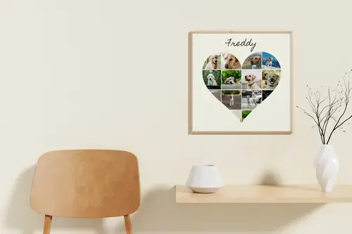 Collage cane: cuore, 3 scene o polaroid