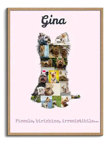 Crea la tua Collage Yorkshire Terrier: Personalizza con Foto e Testo!