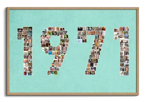 Anno di nascita con numeri come collage fotografico idea regalo creativa