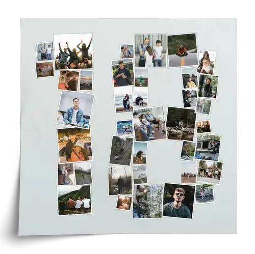 Collage 18° compleanno con numero e testo