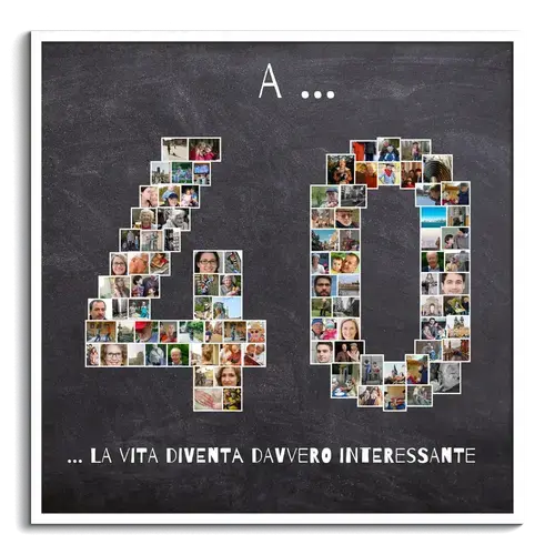 Numero 40 come collage di foto con molte immagini come regalo di compleanno