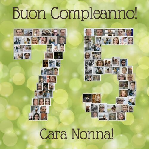 Crea il tuo collage foto 75 per tua Nonna – sfondo verde, regalo compleanno, con dedica