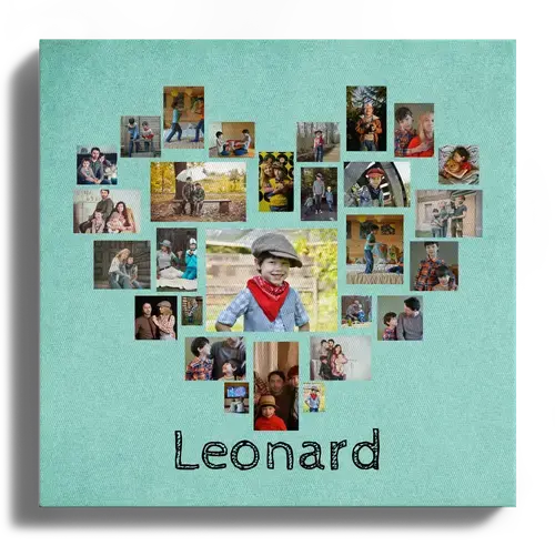 Collage fotografico a forma di cuore con foto di bambini
