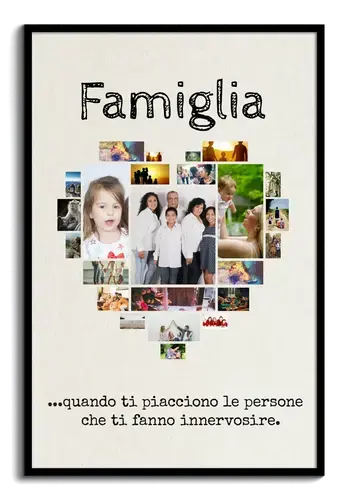 Crea un collage cuore "Famiglia" personalizzato con i tuoi scatti preferiti