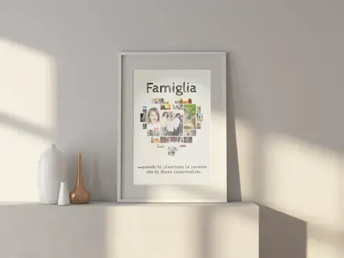 Collage Cuore di Famiglia con Foto e Frase