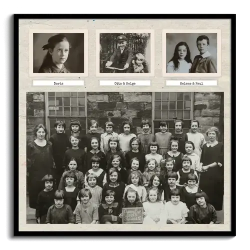Vecchie foto in bianco e nero e di classe come collage ricreata