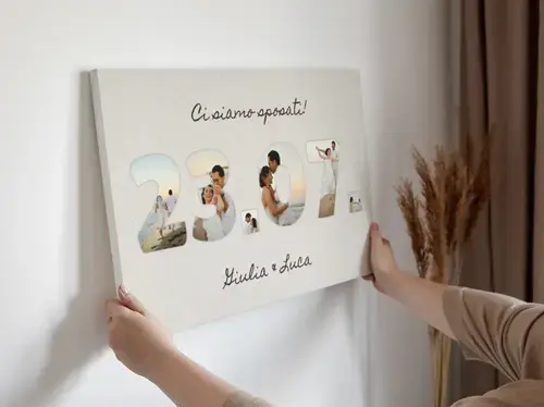 Collage data matrimonio personalizzabile su tela