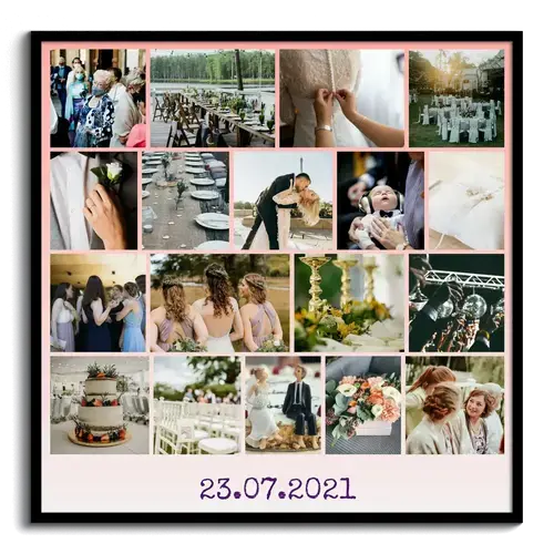 Foto del matrimonio come fotocollage con data come scritta