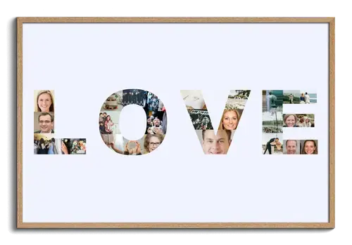Scritta AMORE come collage di foto