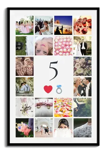 Collage foto Numero 5 personalizzato: crea il regalo per 5 anni insieme, nozze di legno Collage foto Numero 5 personalizzato: crea il regalo per 5 anni insieme, nozze di legno