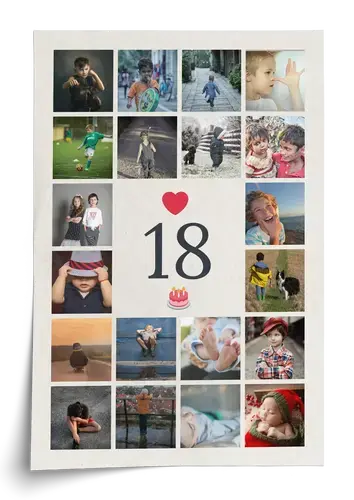 Collage Foto Numero 18 personalizzato - crea il tuo: regalo 18° compleanno, maggiore età Collage Foto Numero 18 personalizzato - crea il tuo: regalo 18° compleanno, maggiore età