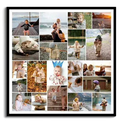 Collage di foto di bambini o neonati dall album di famiglia