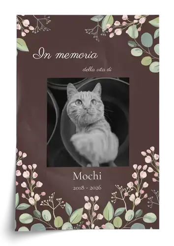 Collage ricordo gatto: foto unica, nome e date