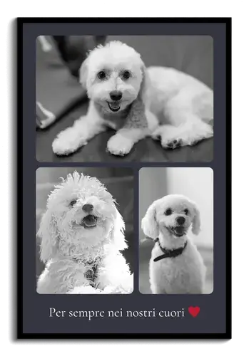 Collage ricordo cane B/N e testo personalizzabile