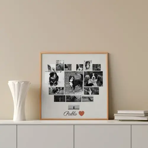 Collage commemorativo cane 1 foto con nome e date