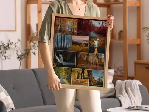 Collage di Paesaggi Naturali su Stampa Premium