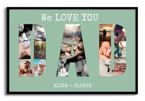 Regalo foto personalizzato Festa del papa con lettere DAD WE LOVE YOU