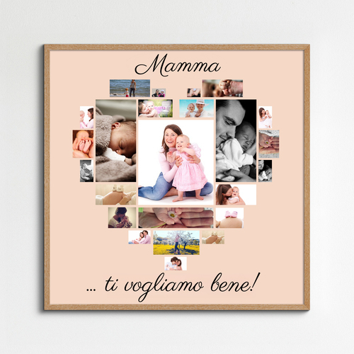 Crea una collage cuore foto personalizzato per dire "Mamma, ti vogliamo bene!"