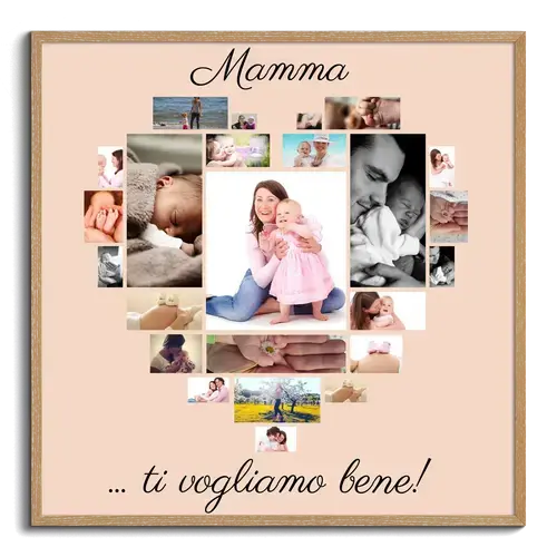 Regalo personalizzato per mamma foto come cuore con messaggio MAMA WE LOVE YOU