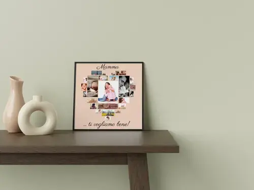 Collage Cuore Foto "Mama Ti Amiamo" Personalizzabile