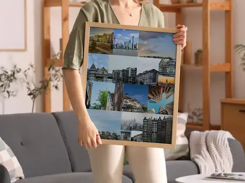 Collage fotografico da parete: città e monumenti