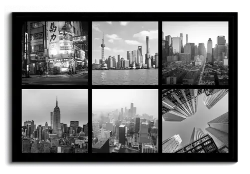 Collage fotografico da parete: città e monumenti