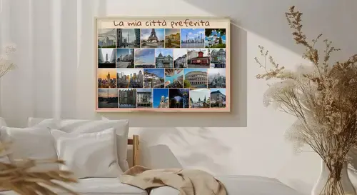 Collage fotografico da parete: città e monumenti
