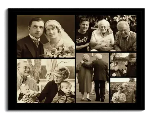 Effetto seppia su collage di foto con vecchie foto di famiglia