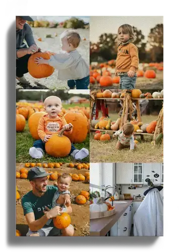 Collage Halloween: Foto di famiglia e zucche