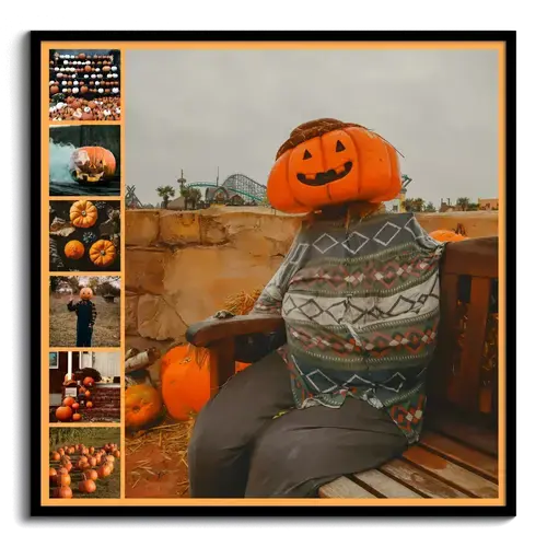 Collage Halloween: Foto di famiglia e zucche