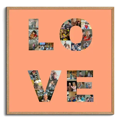 Collage "LOVE" personalizzata con foto per celebrare i tuoi momenti speciali