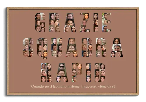 Fotocollage per affari testo numeri righe multiple foto team