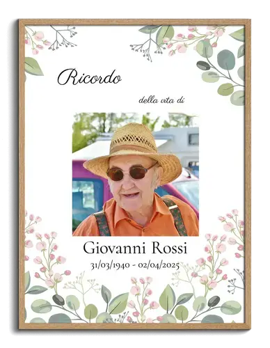 Ricordo del defunto Ritratto con fiori e una foto