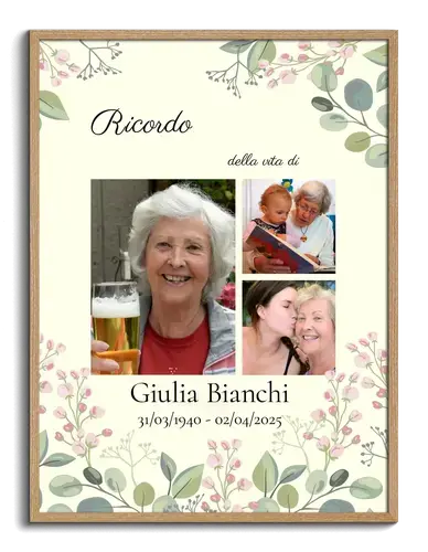 Collage ricordo su tela con motivo floreale