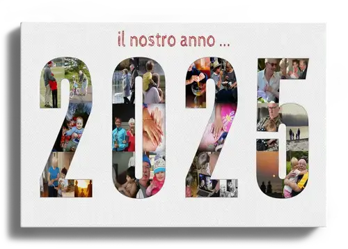 Numero annuale come collage con molte foto e ricordi