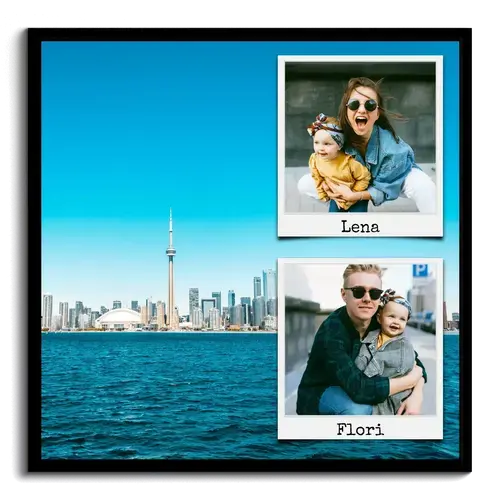 Ricordo di vacanza come collage elegante con foto polaroid