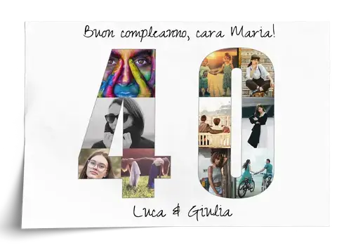 Collage fotografica "40" personalizzabile