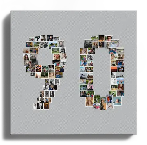 Collage di foto per 90 anni: Personalizza e crea il tuo regalo unico!