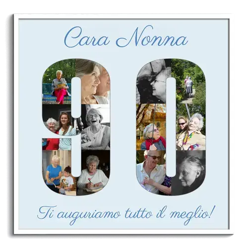 Collage di foto per 90 anni: Personalizza e crea il tuo regalo unico!