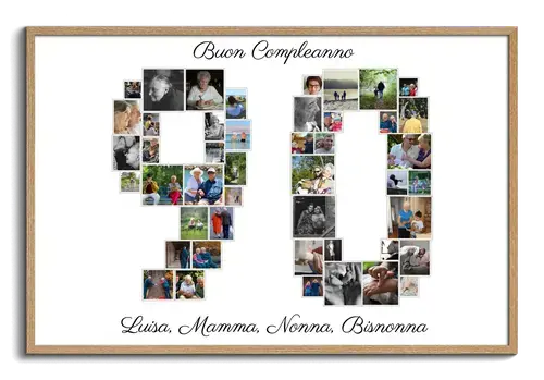 Collage di foto per 90 anni: Personalizza e crea il tuo regalo unico!