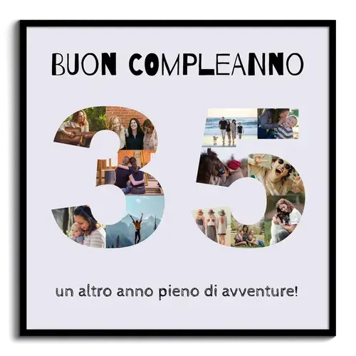 Collage di compleanno 35: Personalizza foto, testo e stile!