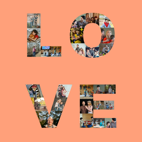 Collage "LOVE" personalizzata con foto per celebrare i tuoi momenti speciali