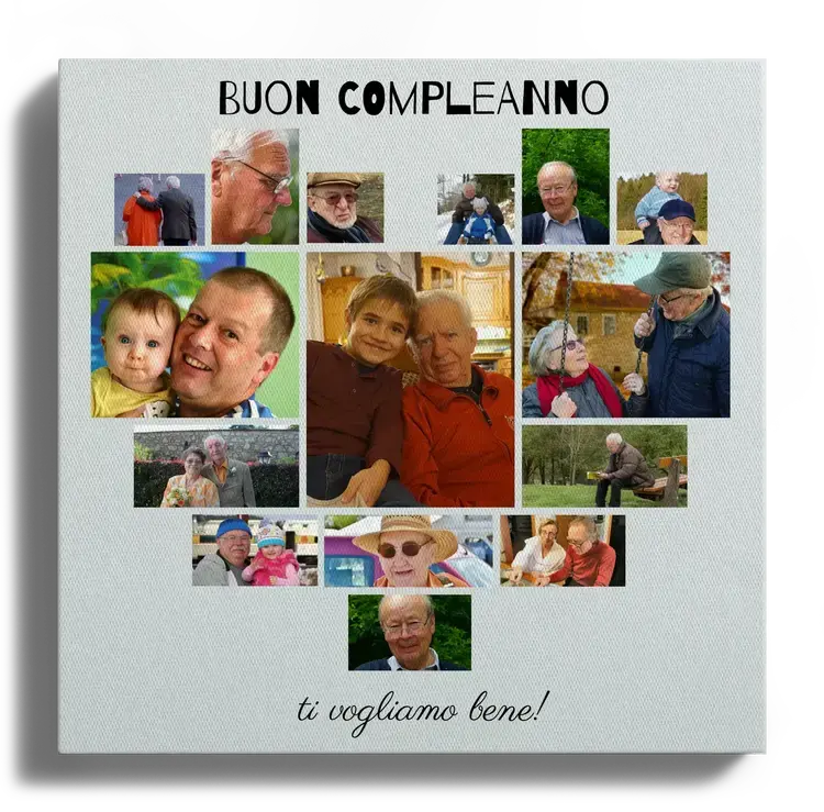 Collage a forma di cuore con foto come regalo di compleanno