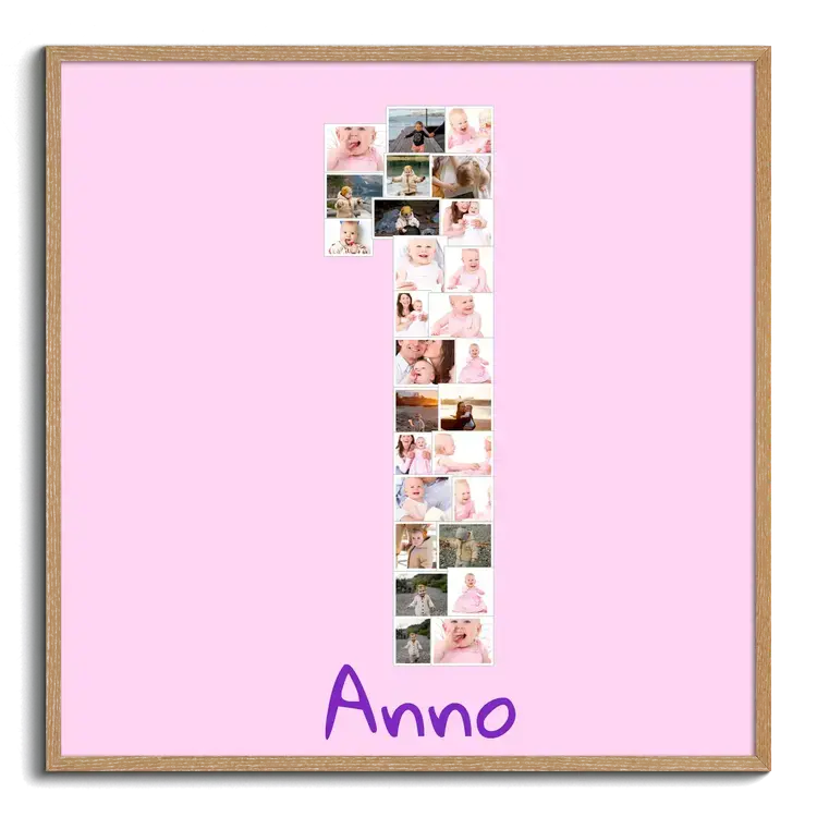 Collage personalizzata primo compleanno rosa
