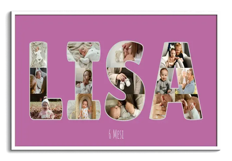 Nome del bambino come collage fotografico