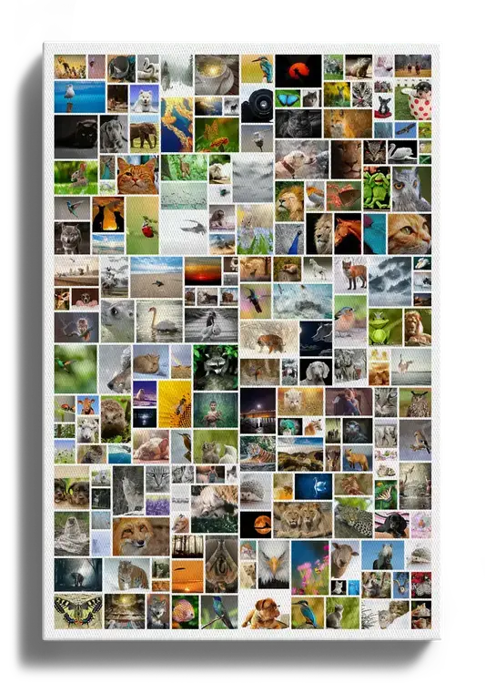 Poster verticale con 200 foto come collage